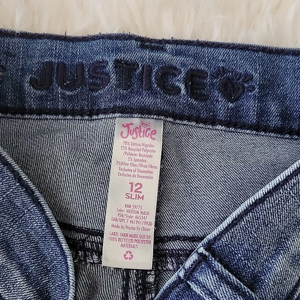 Justice Jeans Girls Size 12 Slim Silver Glitter Stripe